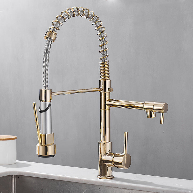Pull Out Kitchen Faucet with Dual Handle