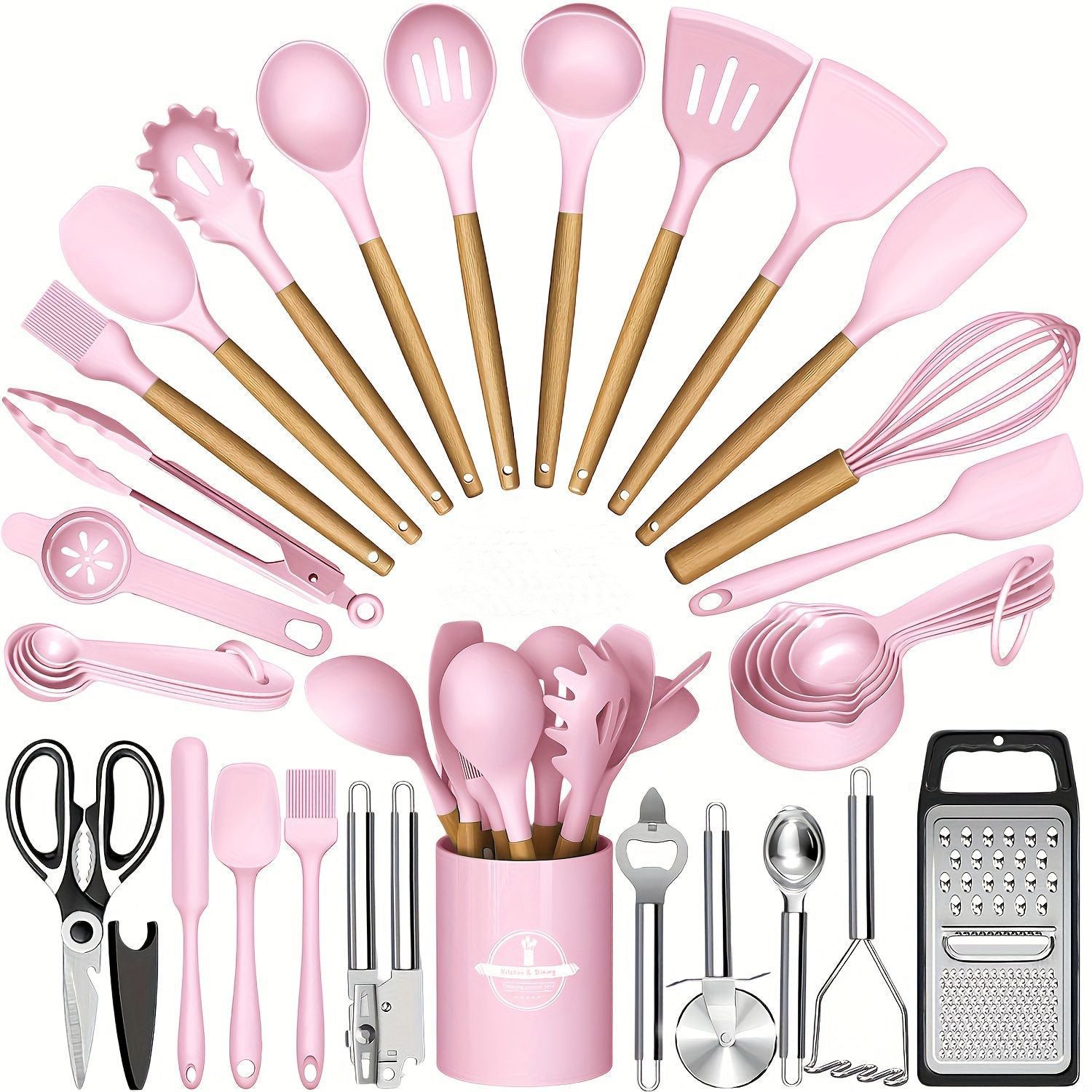 Wooden Handle Silicone Kitchen Tool Set