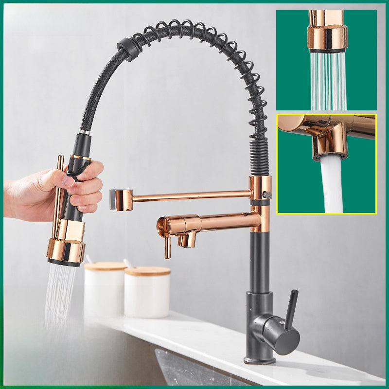 Pull Out Kitchen Faucet with Dual Handle