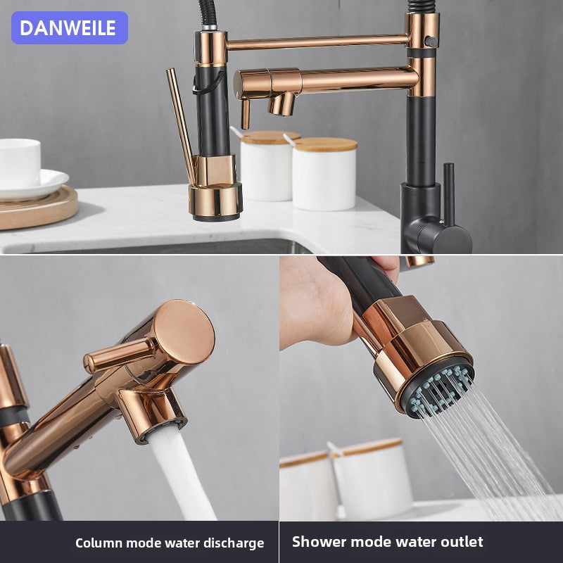 Pull Out Kitchen Faucet with Dual Handle
