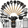 Wooden Handle Silicone Kitchen Tool Set