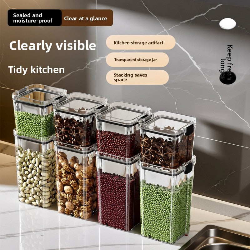 Transparent Kitchen Storage Jars with Seal Lids